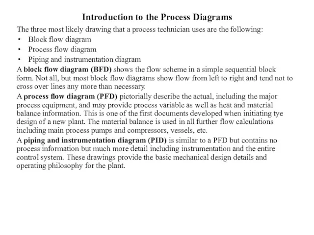Introduction to the Process Diagrams The three most likely drawing that a process