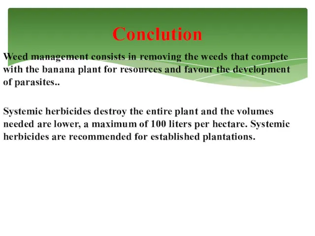 Weed management consists in removing the weeds that compete with