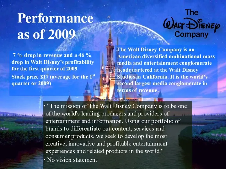 Performance as of 2009 7 % drop in revenue and