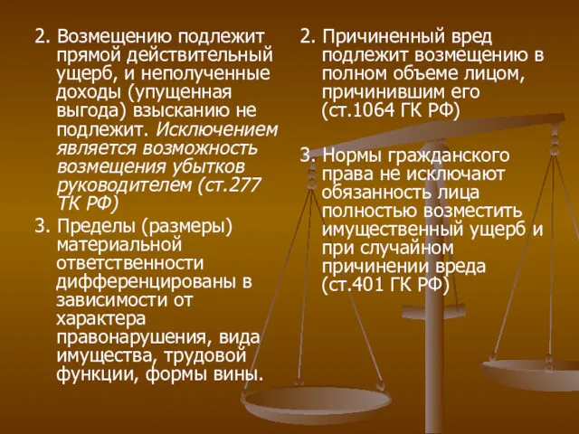 2. Возмещению подлежит прямой действительный ущерб, и неполученные доходы (упущенная