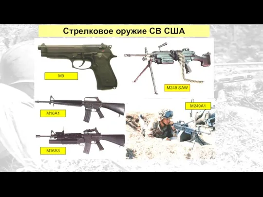 Стрелковое оружие СВ США M9 М16А1 М249 SAW М249A1 М16А3