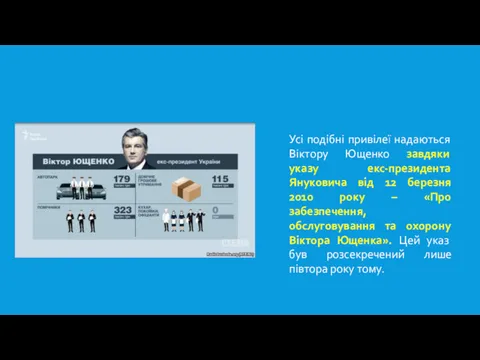 Усі подібні привілеї надаються Віктору Ющенко завдяки указу екс-президента Януковича