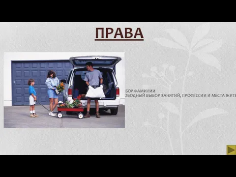 ПРАВА НА ВЫБОР ФАМИЛИИ НА СВОБОДНЫЙ ВЫБОР ЗАНЯТИЙ, ПРОФЕССИИ И МЕСТА ЖИТЕЛЬСТВА