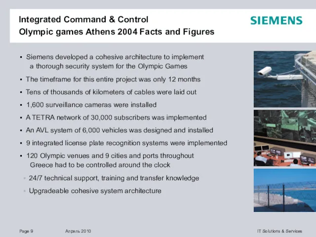 Integrated Command & Control Olympic games Athens 2004 Facts and