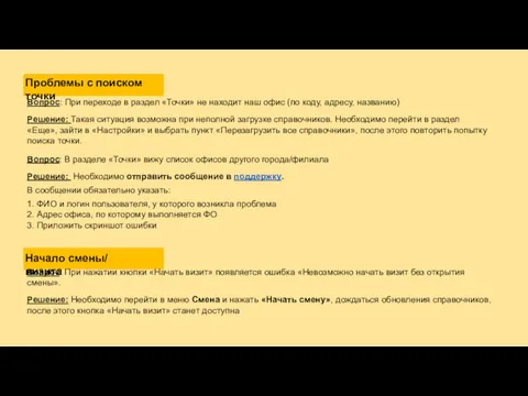 Проблемы с поиском точки Вопрос: При переходе в раздел «Точки»