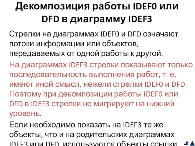 Декомпозиция работы IDEF0 или DFD в диаграмму IDEF3 Стрелки на