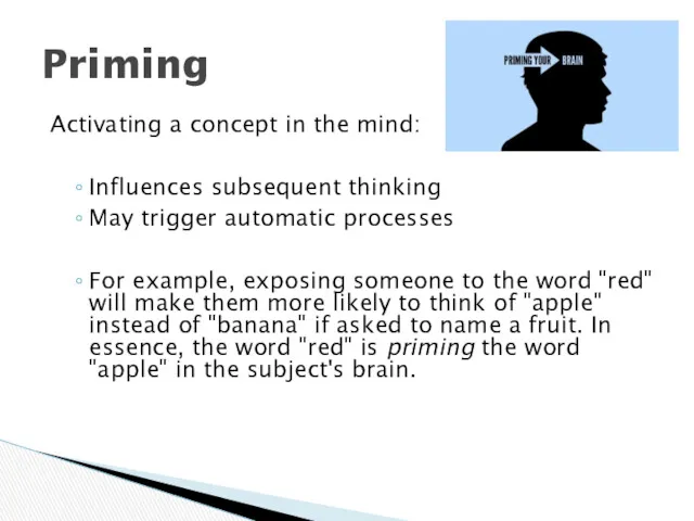 Activating a concept in the mind: Influences subsequent thinking May