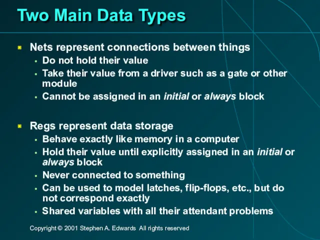 Two Main Data Types Nets represent connections between things Do