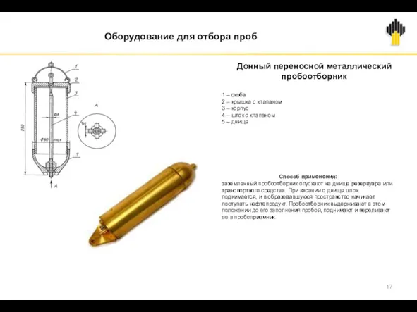 Оборудование для отбора проб Донный переносной металлический пробоотборник 1 –