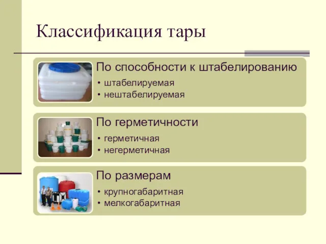 Классификация тары