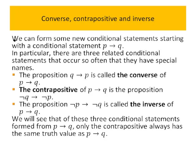 Converse, contrapositive and inverse