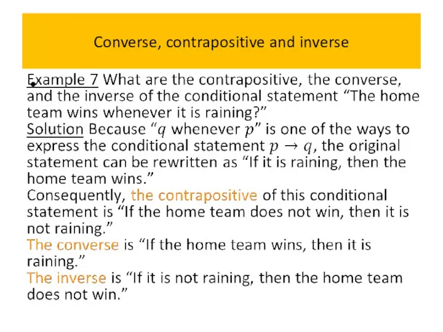 Converse, contrapositive and inverse