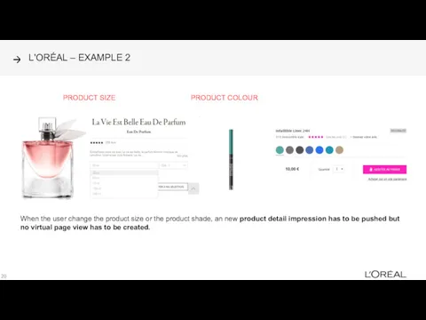 L'ORÉAL – EXAMPLE 2 PRODUCT SIZE PRODUCT COLOUR When the