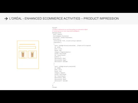 L'ORÉAL - ENHANCED ECOMMERCE ACTIVITIES – PRODUCT IMPRESSION // Product