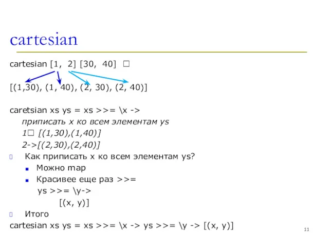 cartesian cartesian [1, 2] [30, 40] ? [(1,30), (1, 40),