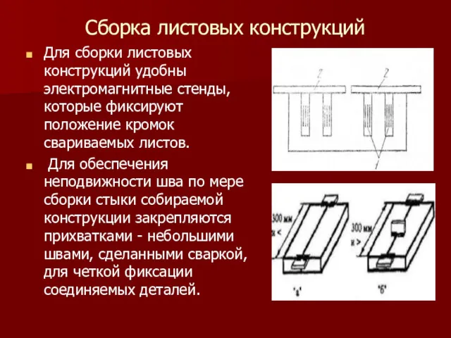 Сборка листовых конструкций Для сборки листовых конструкций удобны электромагнитные стенды,