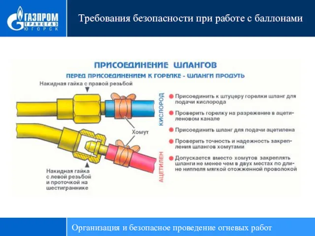 Требования безопасности при работе с баллонами Организация и безопасное проведение огневых работ