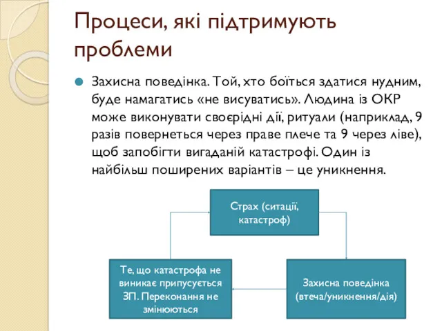 Процеси, які підтримують проблеми Захисна поведінка. Той, хто боїться здатися