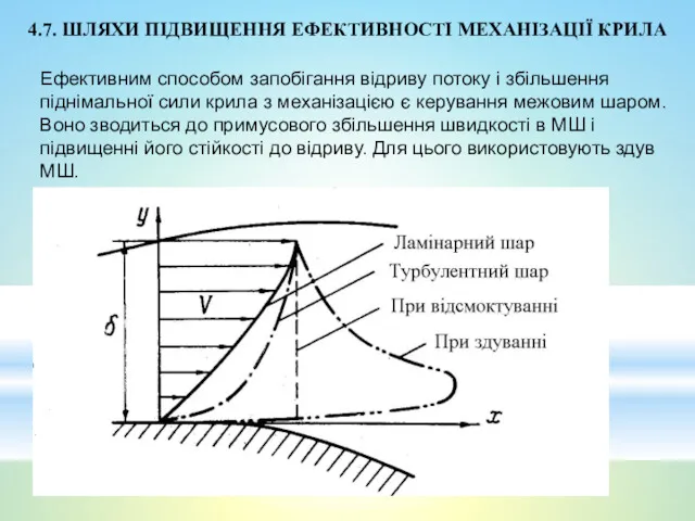 4.7. ШЛЯХИ ПІДВИЩЕННЯ ЕФЕКТИВНОСТІ МЕХАНІЗАЦІЇ КРИЛА Ефективним способом запобігання відриву