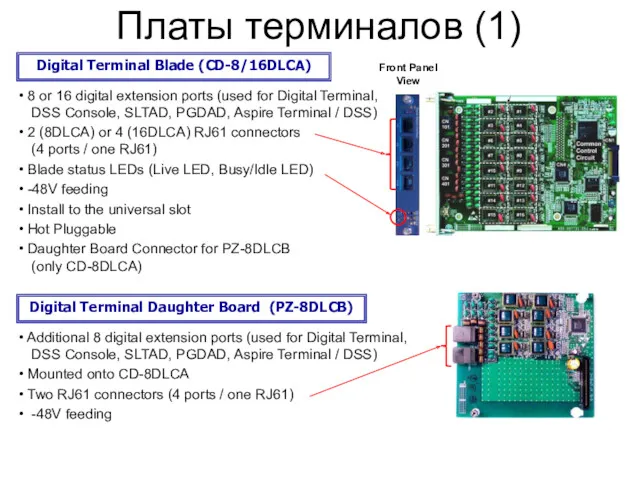 Ｐage Платы терминалов (1) Digital Terminal Blade (CD-8/16DLCA) 8 or