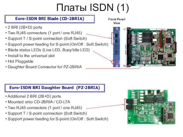 Ｐage Платы ISDN (1) Euro-ISDN BRI Blade (CD-2BRIA) 2 BRI