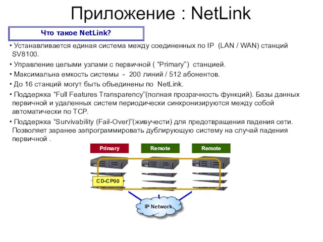 Ｐage Приложение : NetLink Что такое NetLink? Устанавливается единая система