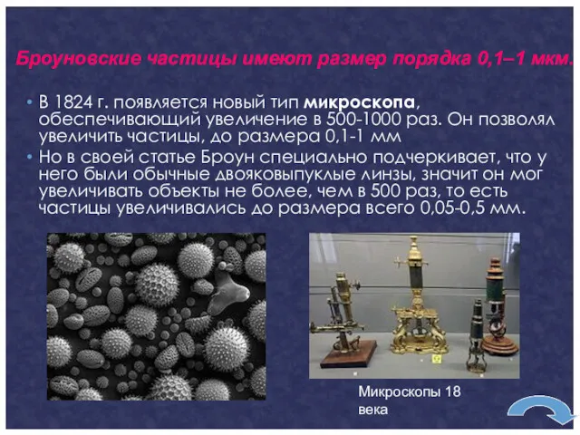 В 1824 г. появляется новый тип микроскопа, обеспечивающий увеличение в 500-1000 раз. Он