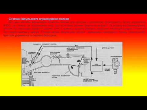 Системи імпульсного вприскування палива Всі дані системи визначають кількість палива