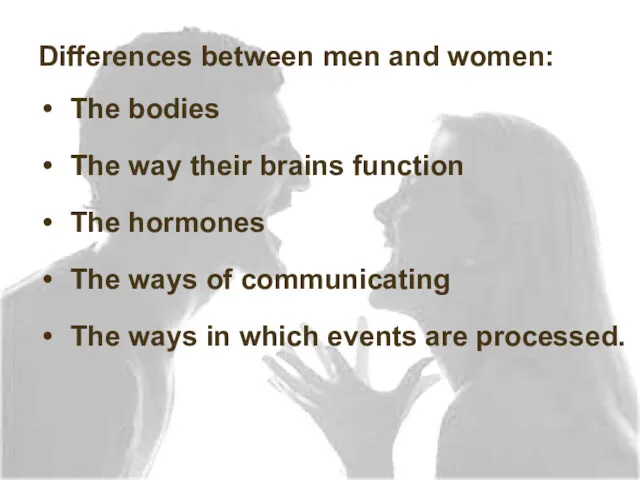 Differences between men and women: The bodies The way their