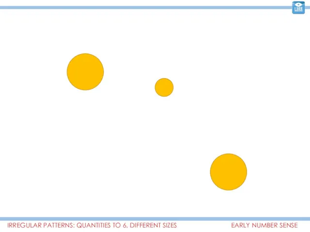 EARLY NUMBER SENSE IRREGULAR PATTERNS: QUANTITIES TO 6, DIFFERENT SIZES