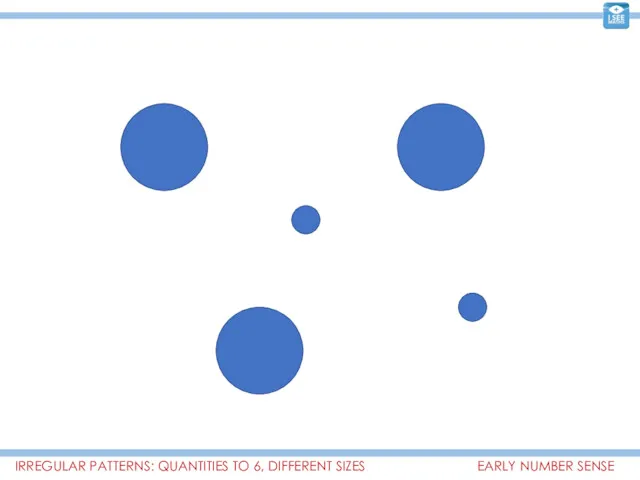 EARLY NUMBER SENSE IRREGULAR PATTERNS: QUANTITIES TO 6, DIFFERENT SIZES