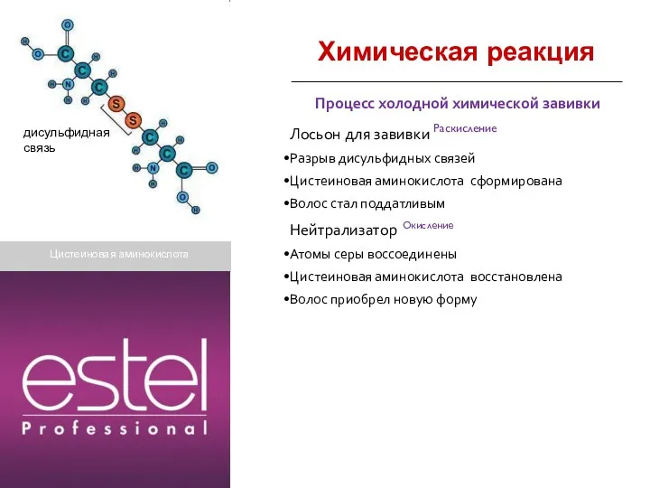 Химическая реакция Процесс холодной химической завивки Лосьон для завивки Раскисление