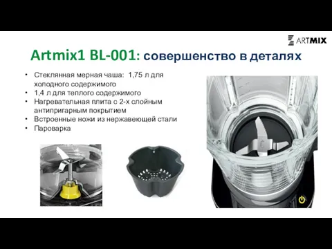 Artmix1 BL-001: совершенство в деталях Стеклянная мерная чаша: 1,75 л