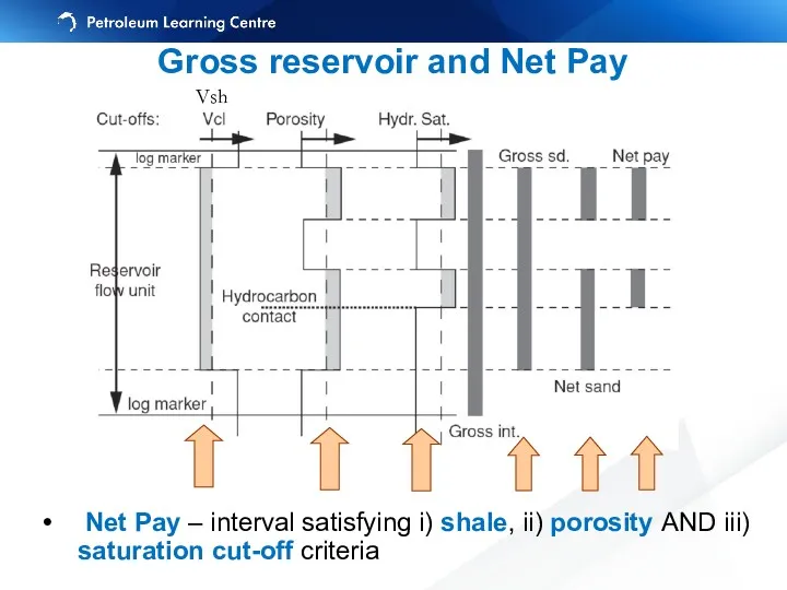 Vsh Gross reservoir and Net Pay Net Pay – interval