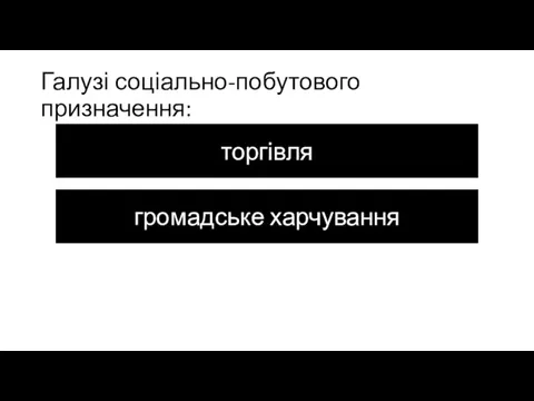 Галузі соціально-побутового призначення: житлово-комунальне господарство торгівля громадське харчування