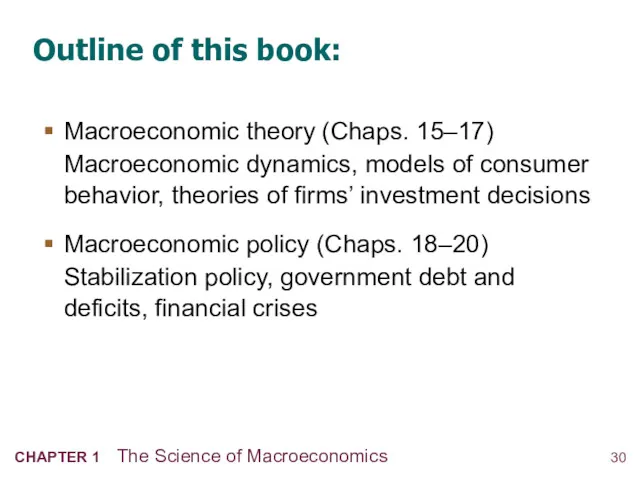 Outline of this book: Macroeconomic theory (Chaps. 15–17) Macroeconomic dynamics,