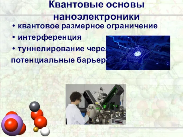 Квантовые основы наноэлектроники квантовое размерное ограничение интерференция туннелирование через потенциальные барьеры.