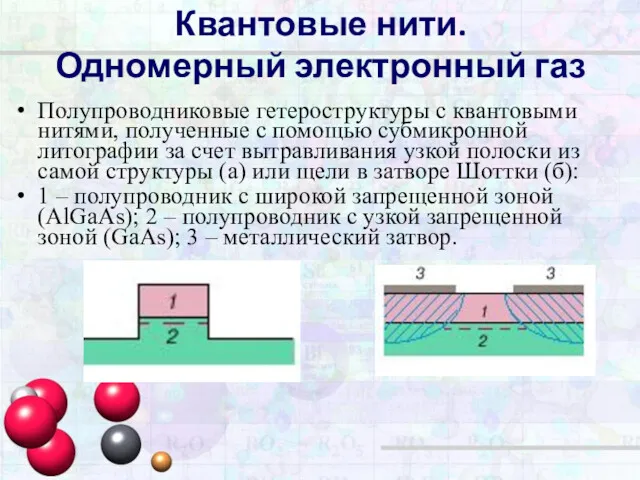 Квантовые нити. Одномерный электронный газ Полупроводниковые гетероструктуры с квантовыми нитями, полученные с помощью