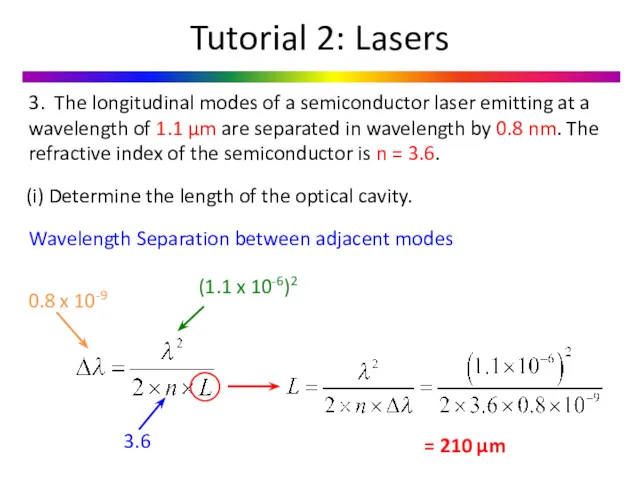 Tutorial 2: Lasers 3. The longitudinal modes of a semiconductor