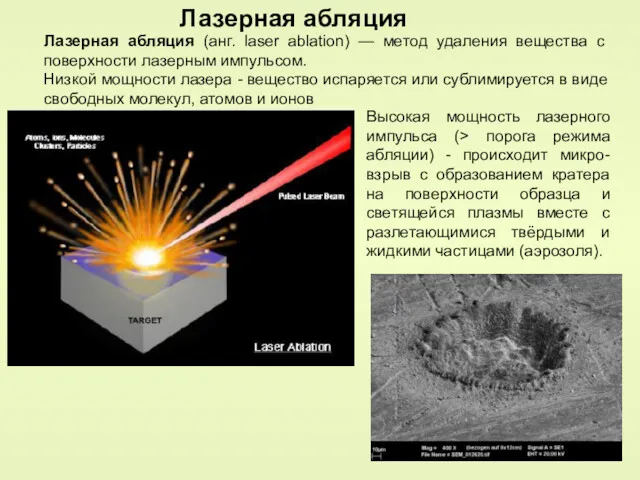 Лазерная абляция Лазерная абляция (анг. laser ablation) — метод удаления
