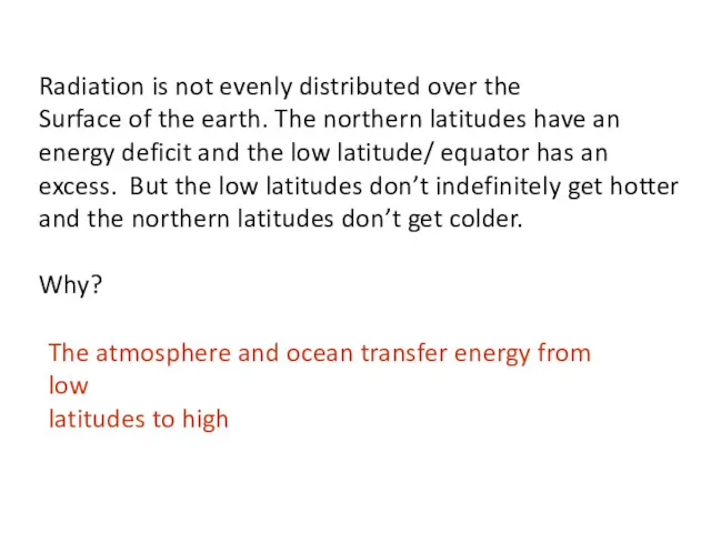 Radiation is not evenly distributed over the Surface of the