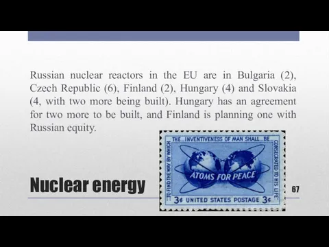 Nuclear energy Russian nuclear reactors in the EU are in