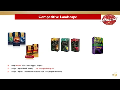 Competitive Landscape Very limited offer from biggest players Single Origin