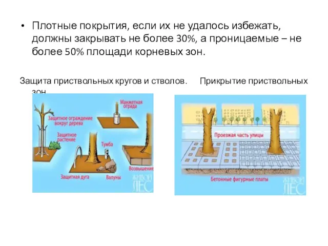 Плотные покрытия, если их не удалось избежать, должны закрывать не