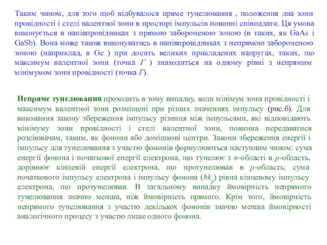 Таким чином, для того щоб відбувалося пряме тунелювання , положення