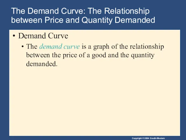 The Demand Curve: The Relationship between Price and Quantity Demanded