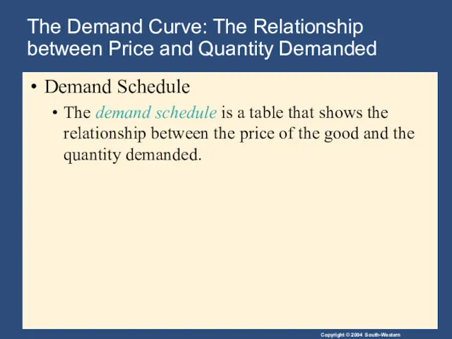 The Demand Curve: The Relationship between Price and Quantity Demanded