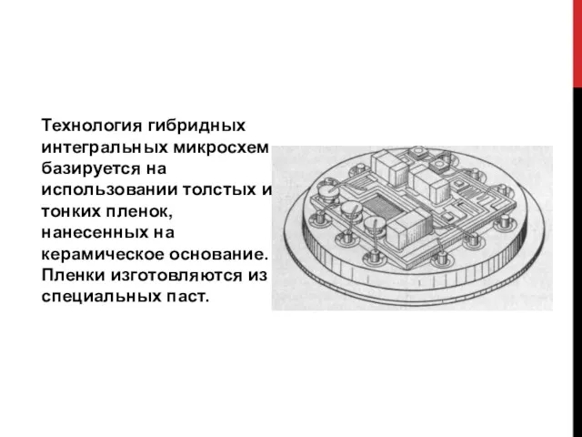 Технология гибридных интегральных микросхем базируется на использовании толстых и тонких