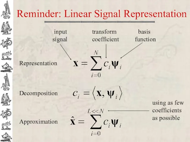 Reminder: Linear Signal Representation Representation