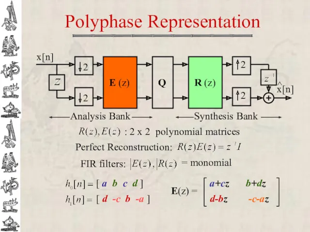 Polyphase Representation Q x[n] 2 2 2 2